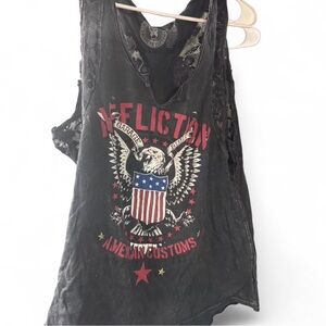 Affliction Women's Black and Red Graphic Tank Top